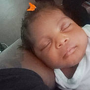 Za'Miarihanna is registered to the contest to win money with this photo: baby, sleeping, infant, face, hair, bow, child, peaceful, rest, closeup, portrait, skin, clothing, soft, comfort, head, young, cute, indoors, calm