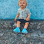 Lorenzo participe au concours pour gagner de l'argent avec cette photo : toddler, child, sitting, blue_shoes, shorts, shirt, smiling, outdoor, cobblestone, stone_wall, happy, portrait, casual_clothing, blond_hair, cute, sidewalk, daylight, young_child, playful, urban
