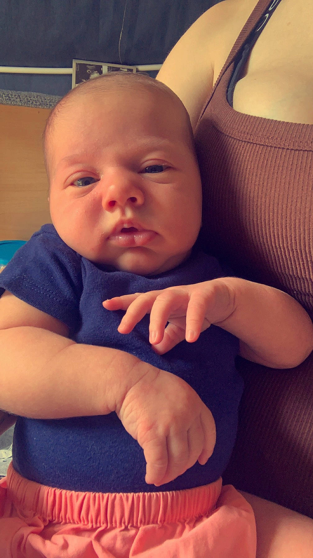 Harper joined the competition — help win amazing prizes! baby, baby_toddler_clothing, cheek, chin, comfort, eye, facial_expression, iris, joint, lip, mouth, muscle, neck, nose, orange, person, product, shoulder, skin, sleeve