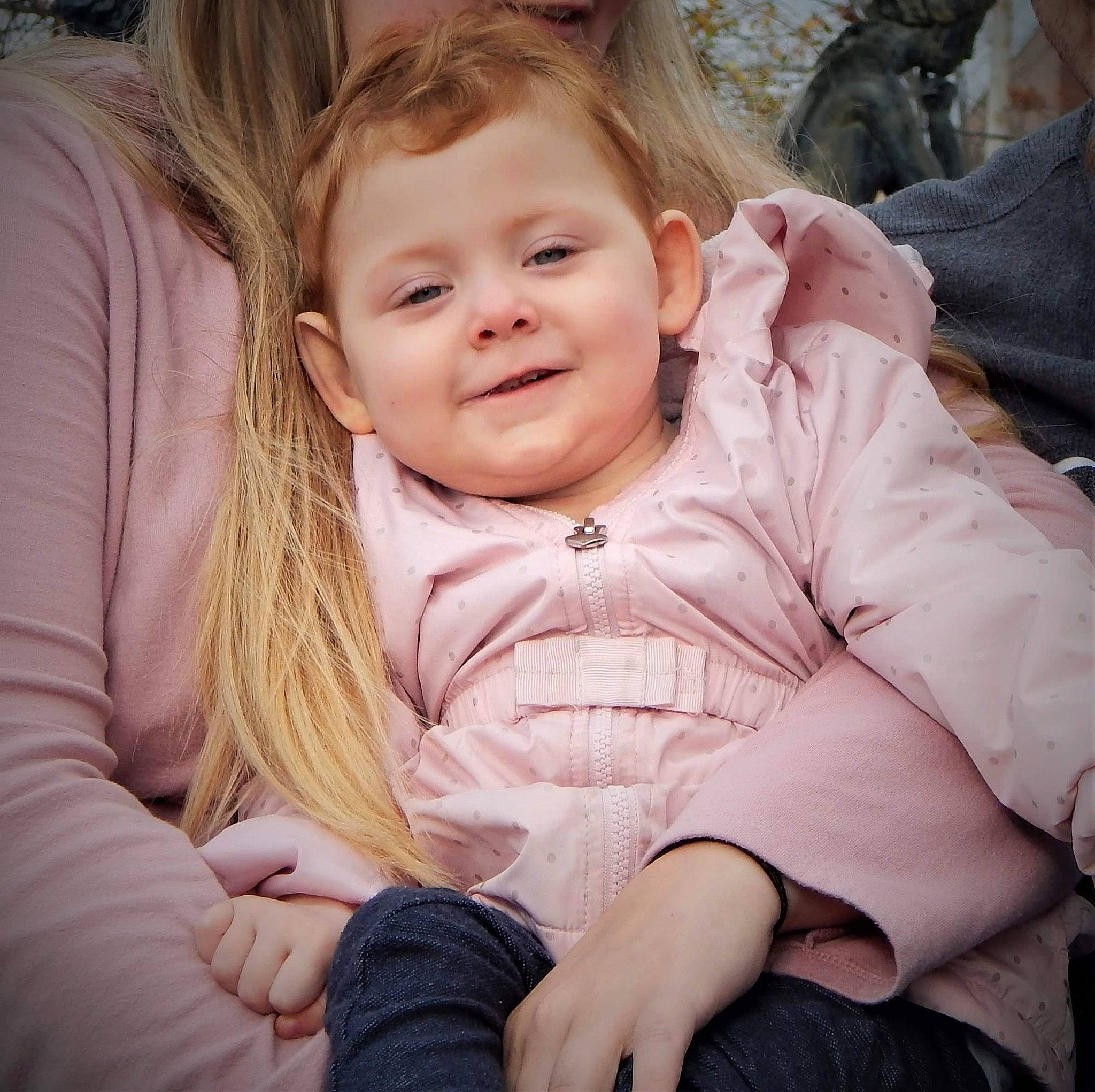 Adalyne joined the competition — help win amazing prizes! baby, beauty, blond, cheek, child, eye, face, gesture, iris, joy, long_hair, person, sibling, sitting, skin, smile, toddler