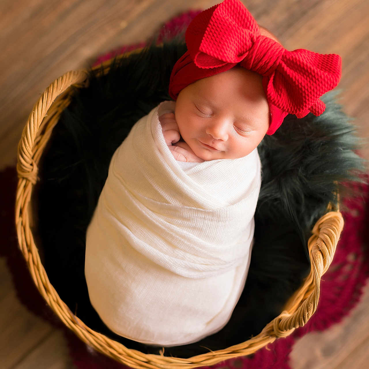 Maeve joined the competition — help win amazing prizes! baby, basket, bed, bonnet, cap, clothing, cradle, crib, face, furniture, hardwood, hat, head, hood, infantbed, newborn, person, photography, portrait, wood