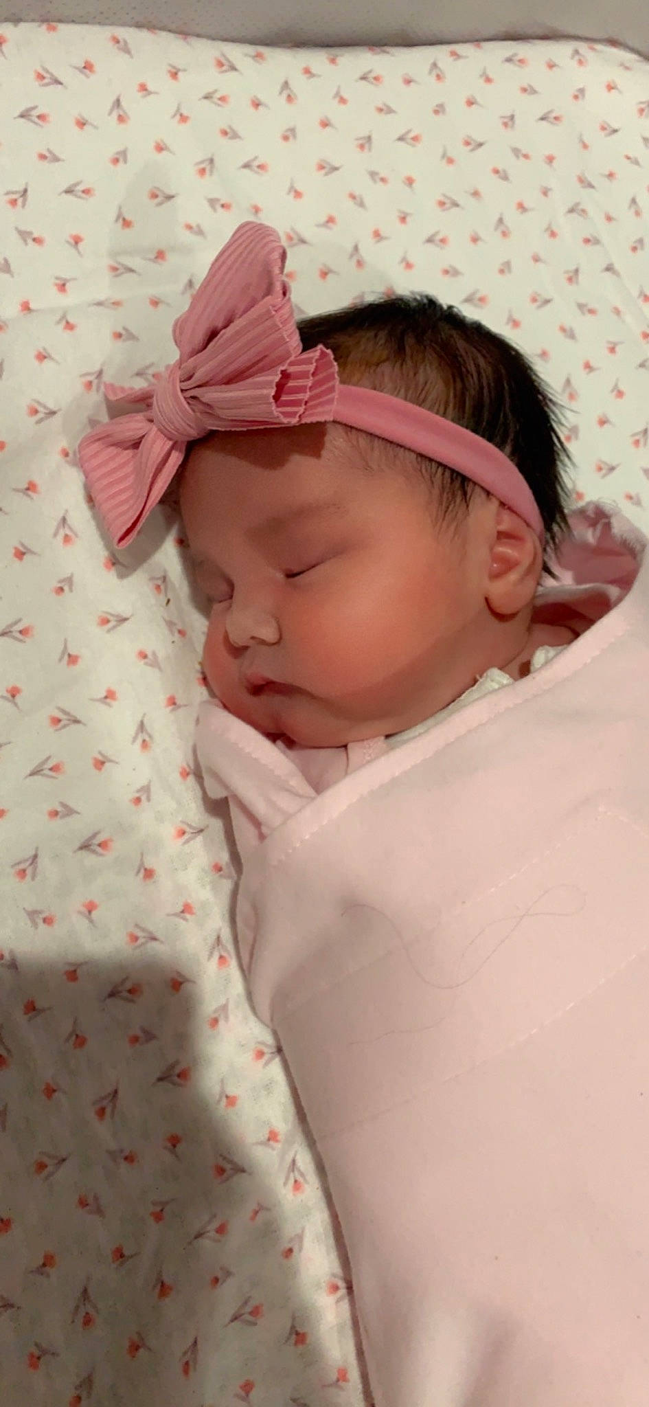 Aiyanna joined the competition — help win amazing prizes! baby, baby_toddler_clothing, cap, cheek, child, comfort, eyelash, fashion_accessory, happy, headband, headpiece, headwear, linens, lip, magenta, pattern, peach, person, pink, skin