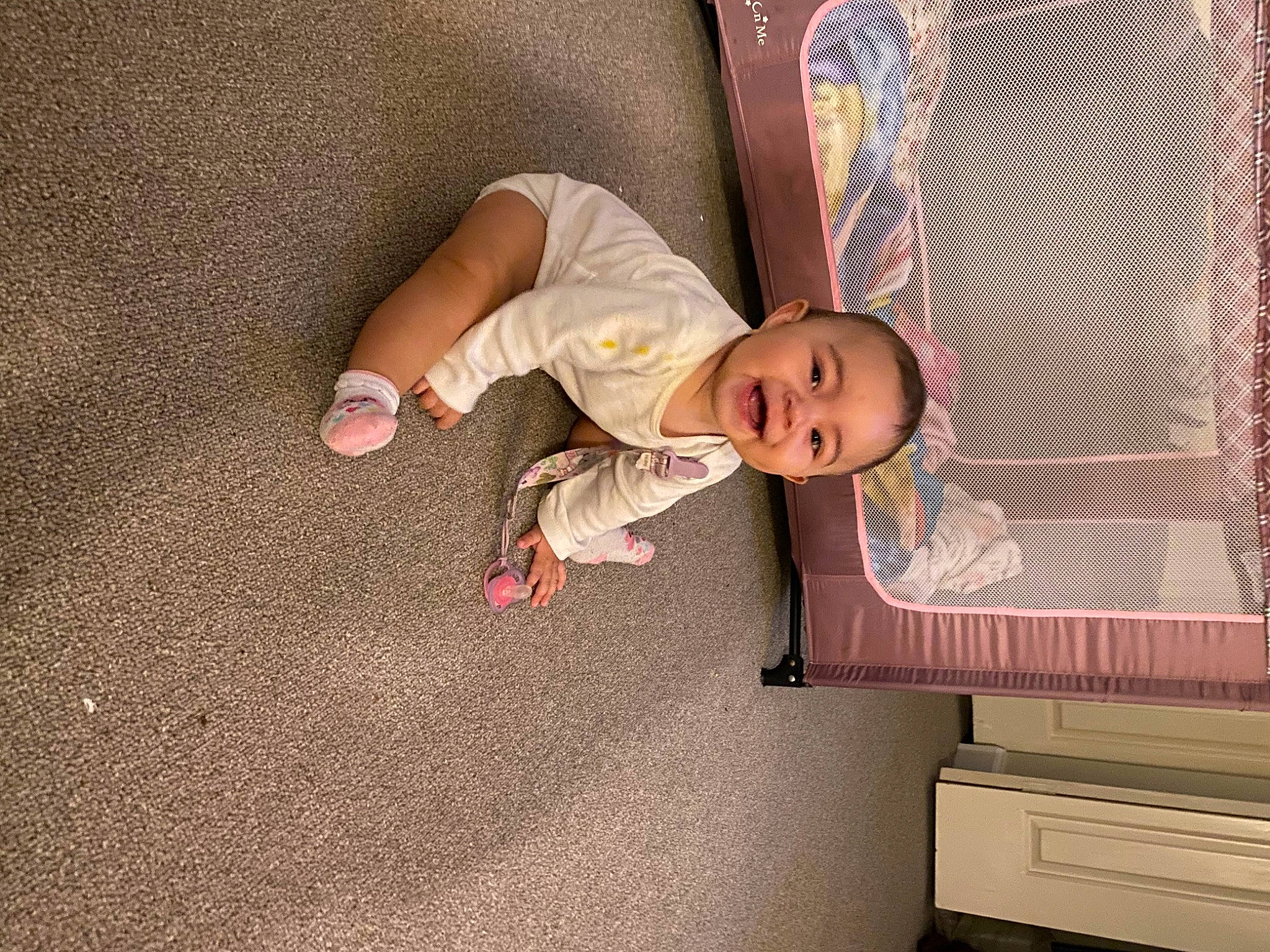 Amneris Zoe Delgado Jimenez is registered to the contest to win money with this photo: baby, baby_products, baby_safety, baby_toddler_clothing, child, comfort, floor, flooring, foot, fun, hardwood, human_leg, leg, person, room, sitting, thumb, toddler, wood