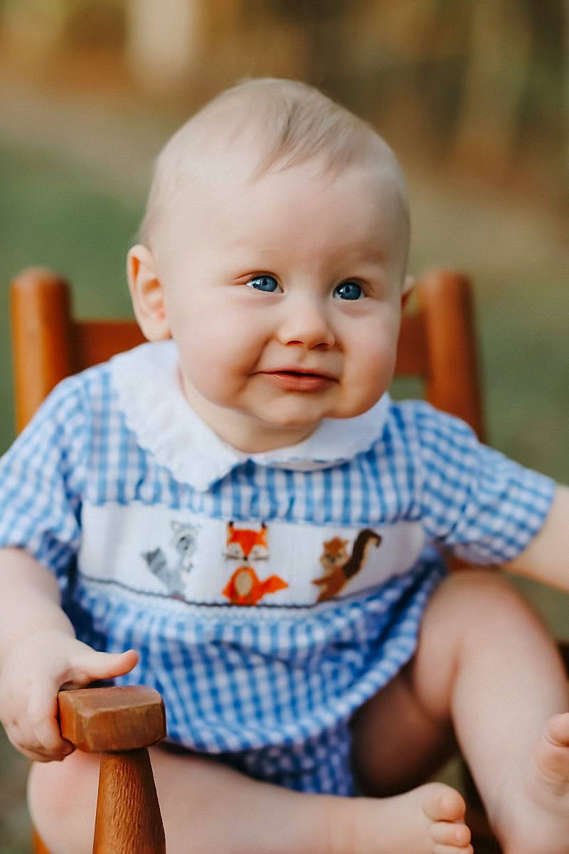 Remington joined the competition — help win amazing prizes! arm, baby, baby_toddler_clothing, cheek, child, chin, eye, facial_expression, grass, hairstyle, happy, iris, joy, pattern, people, person, plaid, sitting, skin, sleeve
