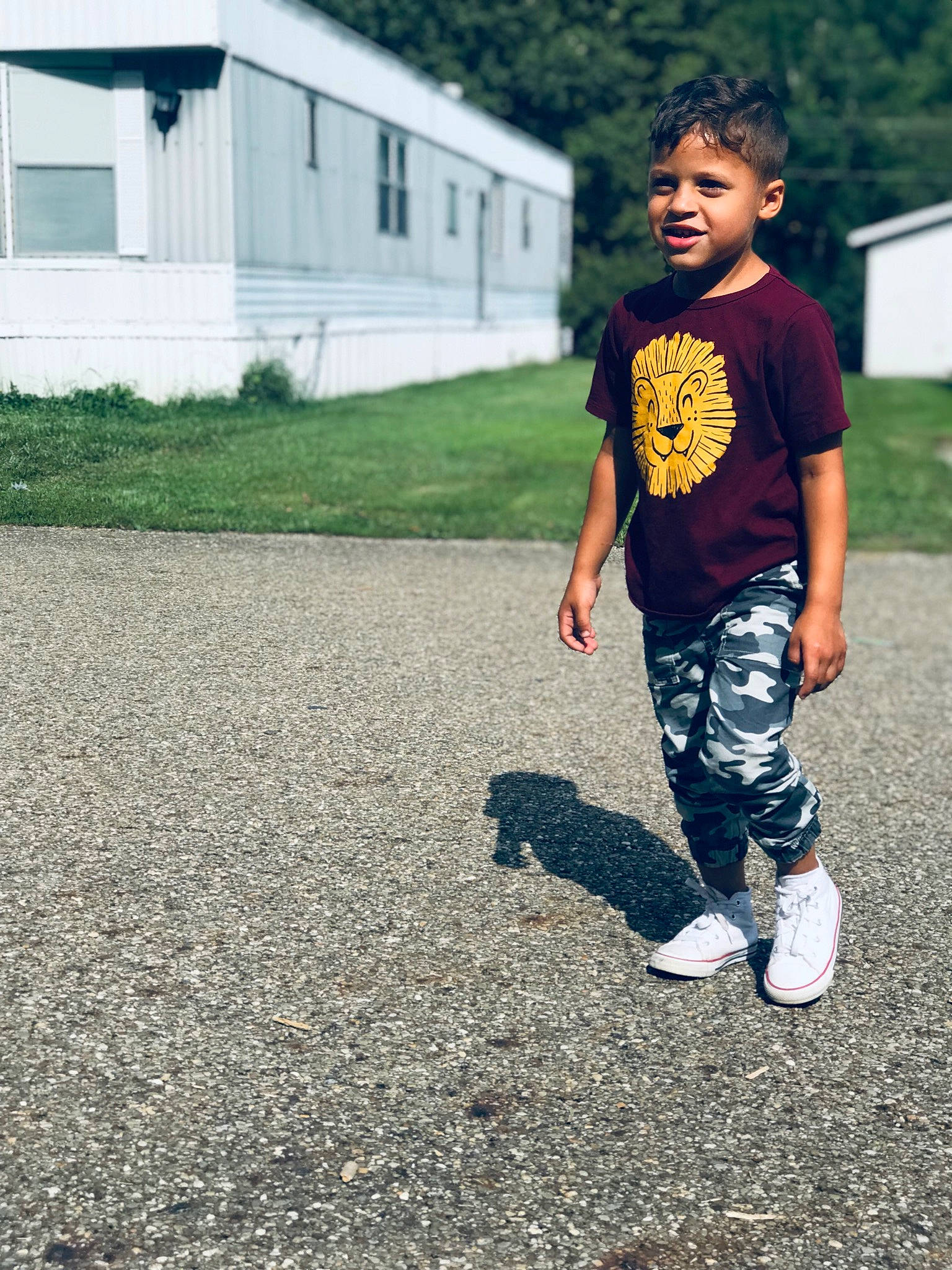 Dominic joined the competition — help win amazing prizes! asphalt, denim, fun, grass, happy, leisure, people_in_nature, person, plant, recreation, road, road_surface, sleeve, soil, sportswear, street_fashion, t_shirt, toddler, tree, walking