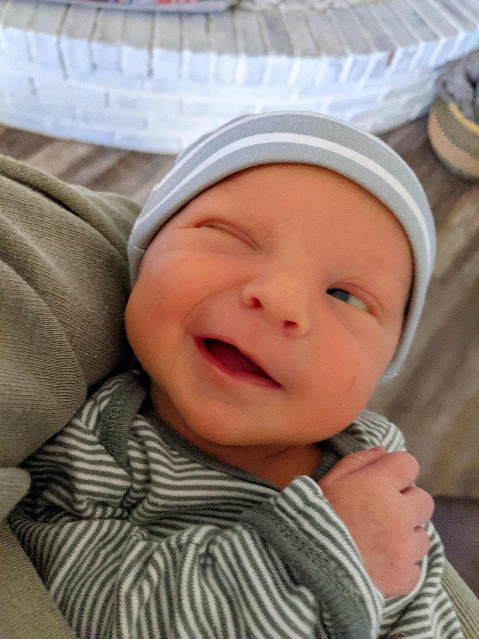 Dezmond joined the competition — help win amazing prizes! baby, baby_toddler_clothing, cap, cheek, chin, comfort, eye, eyebrow, happy, hat, headgear, headwear, lip, mouth, nose, person, skin, sleeve, smile, textile