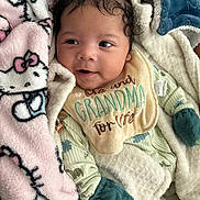 Eremias Hurd is registered to the contest to win money with this photo: baby, blanket, bib, mittens, infant, cute, smiling, face, clothing, sleepwear, soft, warm, indoor, portrait, child, happy, cozy, toddler, fabric, comfort