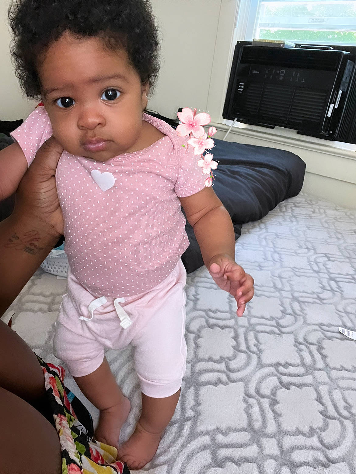 Michaela joined the competition — help win amazing prizes! baby_toddler_clothing, cheek, face, finger, gesture, hairstyle, hand, happy, head, human, joint, leg, lip, mouth, neck, nose, person, shorts, shoulder, skin