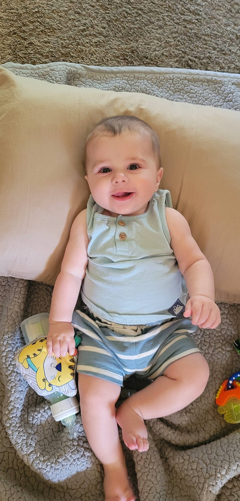 Jaxen joined the competition — help win amazing prizes! abdomen, baby, baby_toddler_clothing, cheek, eye, facial_expression, finger, fun, happy, head, human_body, human_leg, knee, person, shorts, skin, smile, thigh, toddler, trunk