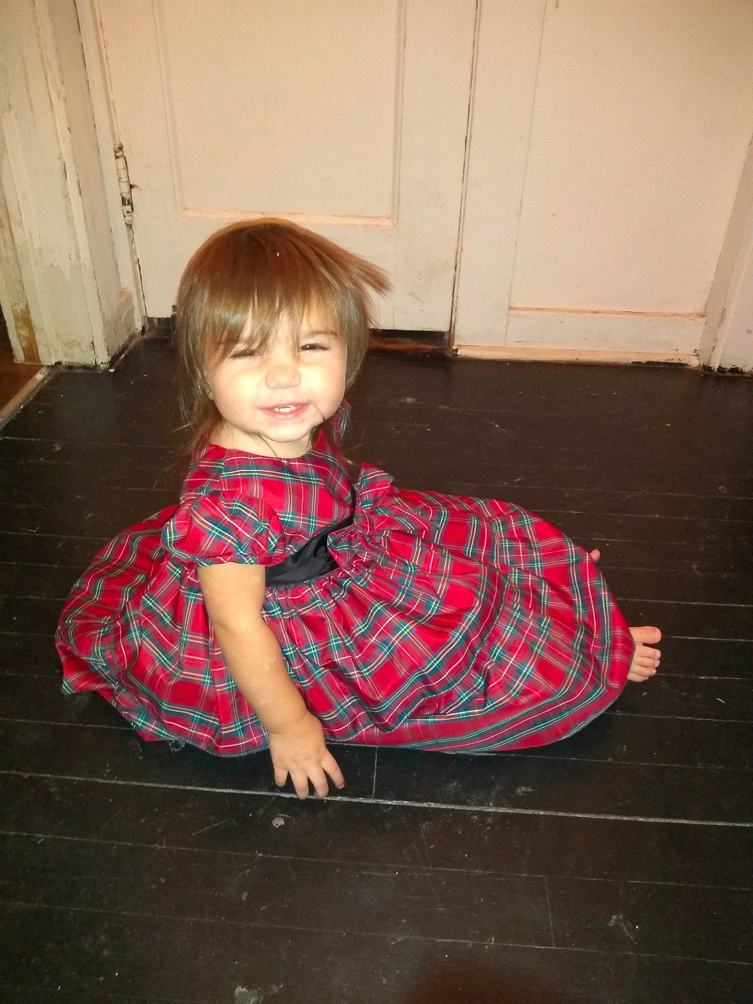 Luisa joined the competition — help win amazing prizes! child, cool, day, dress, eye, floor, flooring, fun, girl, hair, hairstyle, human_hair_color, leg, pattern, person, red, sitting, skin, smile, standing