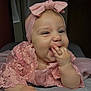 Lylou participe au concours pour gagner de l'argent avec cette photo : baby, infant, pink_headband, pink_lace_dress, smiling, happy, cute, chubby_cheeks, hand_in_mouth, portrait, indoor, soft_lighting, closeup, child, person, infant_fashion, baby_fashion, headwear, candid, adorable