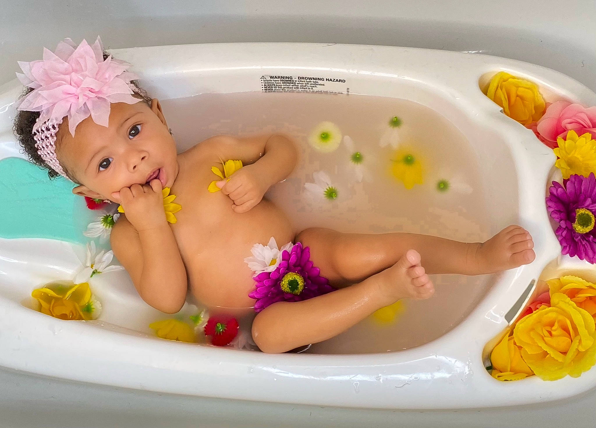Annalayah joined the competition — help win amazing prizes! arm, baby, baby_bathing, bath_toy, bathing, bathroom, bathtub, beauty, child, finger, fun, hand, headwear, person, personal_care, pink, plumbing, plumbing_fixture, skin, smile