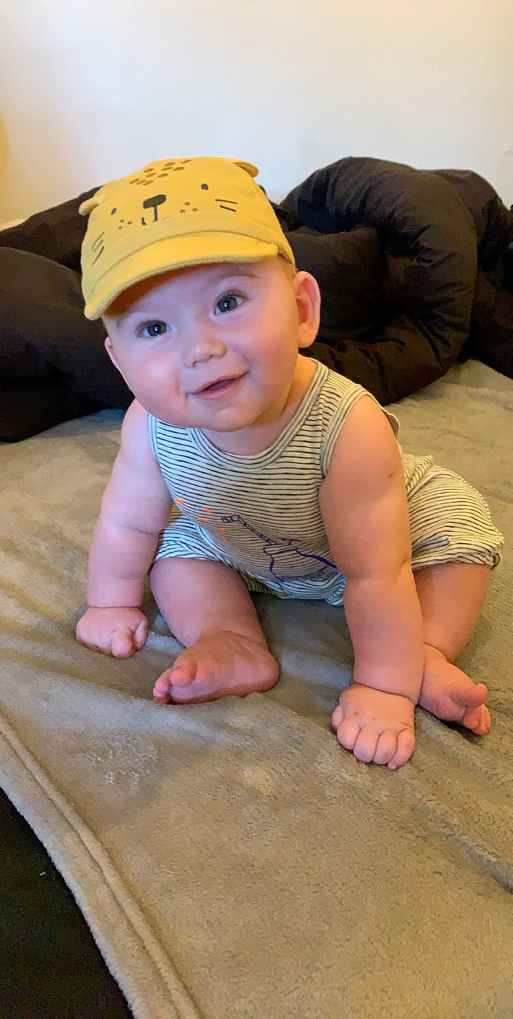 Alistair joined the competition — help win amazing prizes! baby, baby_toddler_clothing, child, crawling, headgear, headwear, person, skin, toddler