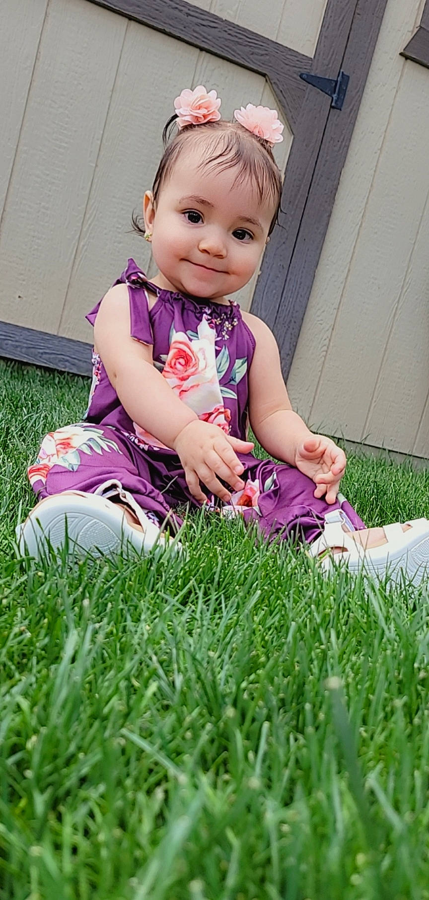 Yesenia joined the competition — help win amazing prizes! baby, baby_toddler_clothing, child, fun, grass, grass_family, grassland, happy, joy, lawn, leisure, mammal, meadow, people_in_nature, person, pink, plant, purple, shoe, skin