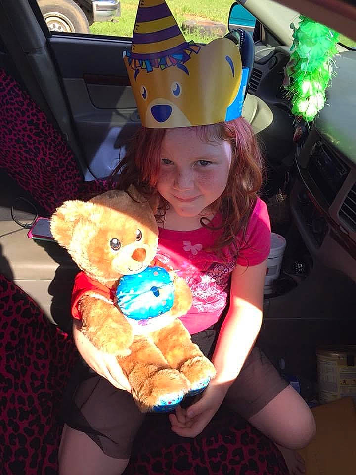 Jersey joined the competition — help win amazing prizes! baseball_cap, bear, cap, child, costume_hat, event, fashion_accessory, fun, happy, hat, party_hat, party_supply, person, pink, plush, smile, stuffed_toy, sun_hat, teddy_bear, toddler