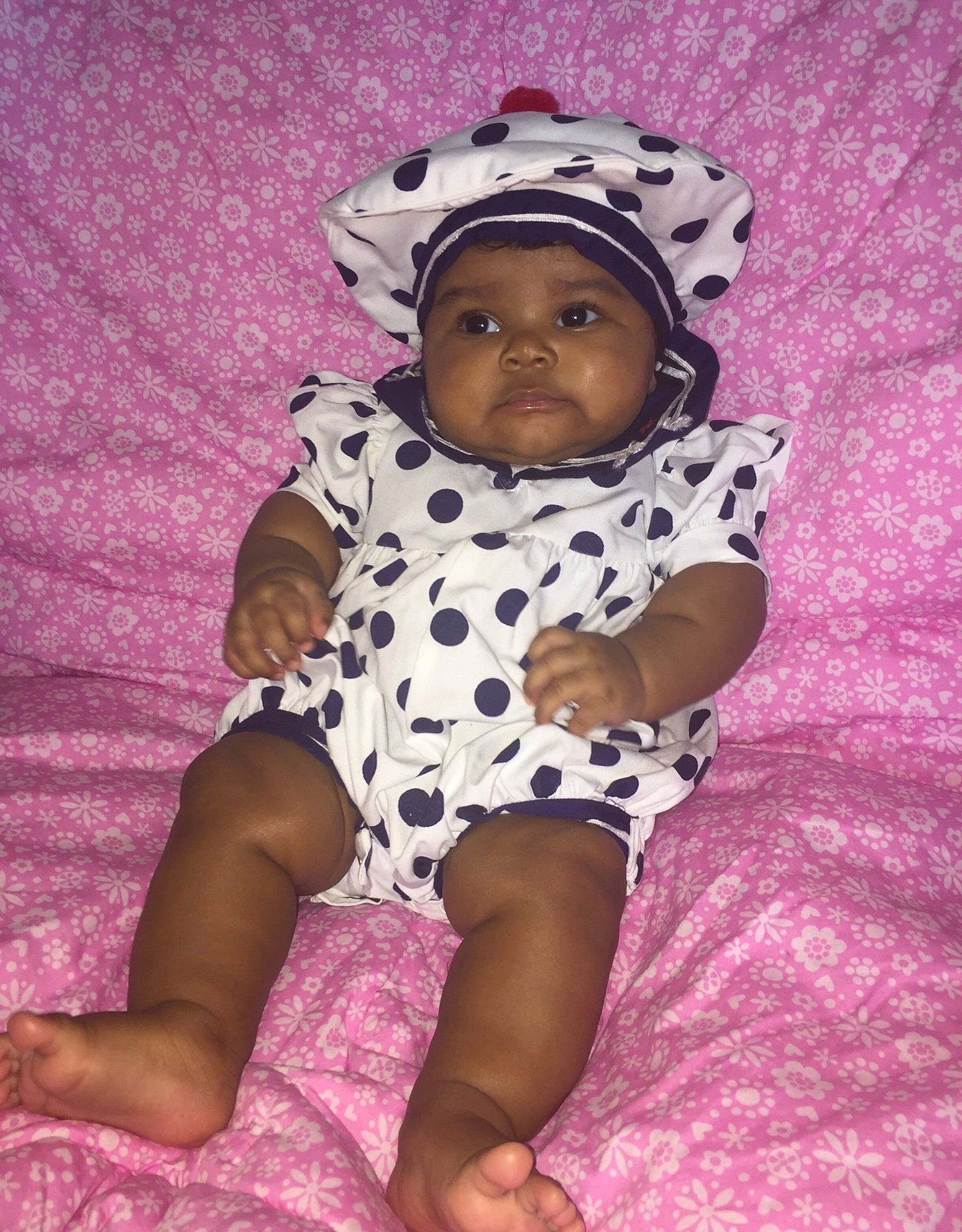 Alani is registered to the contest to win money with this photo: baby, baby_products, baby_toddler_clothing, child, headwear, person, pink, product, toddler