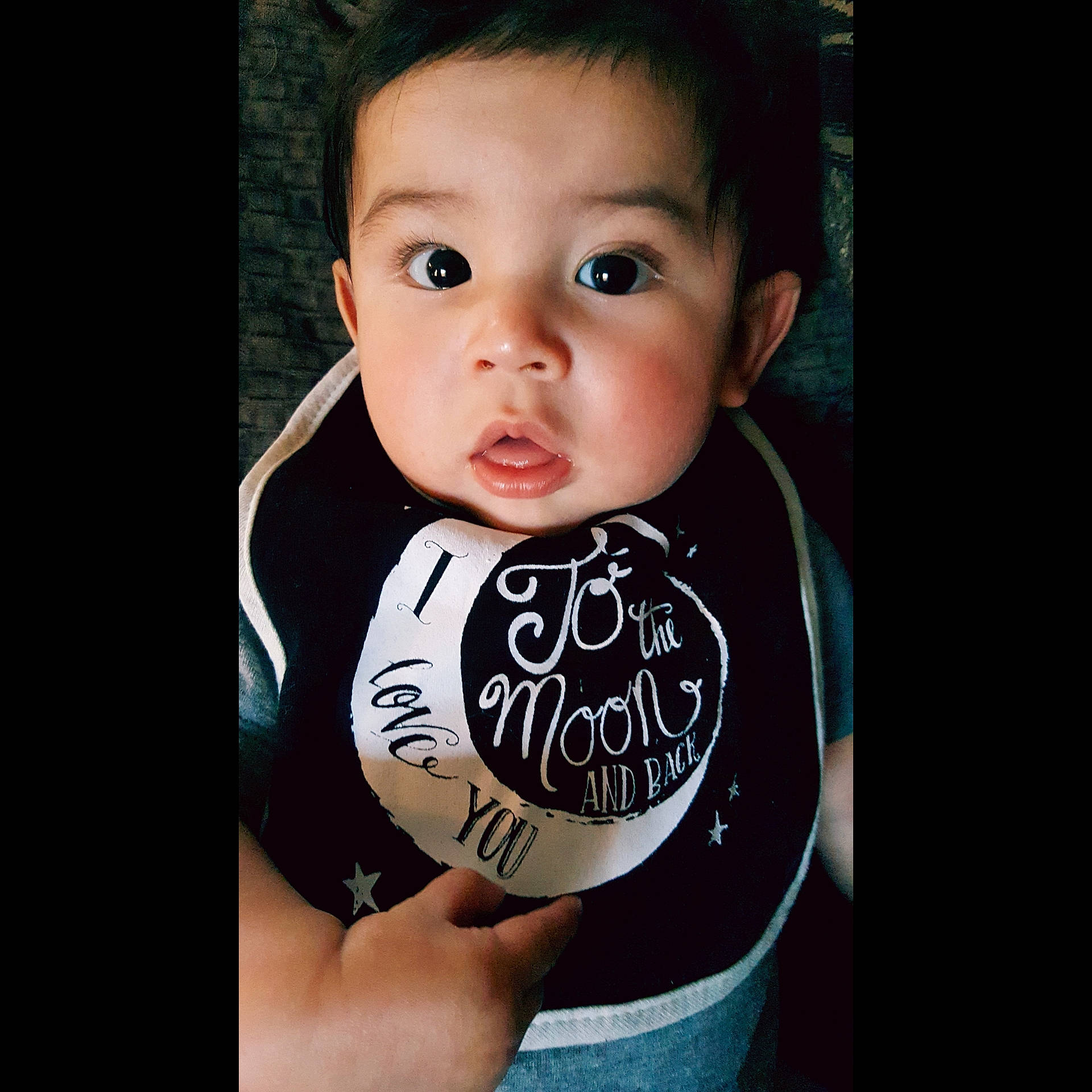 Abram joined the competition — help win amazing prizes! arm, baby, black_hair, cheek, child, cool, eye, face, forehead, happy, head, neck, nose, person, smile, surprise, t_shirt, toddler