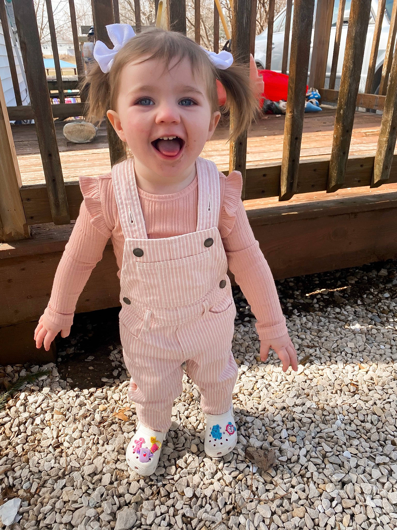 Hattie joined the competition — help win amazing prizes! baby_toddler_clothing, child, eye, face, facial_expression, fun, gesture, hair, hairstyle, happy, head, leisure, organ, outerwear, people_in_nature, person, skin, sleeve, smile, standing