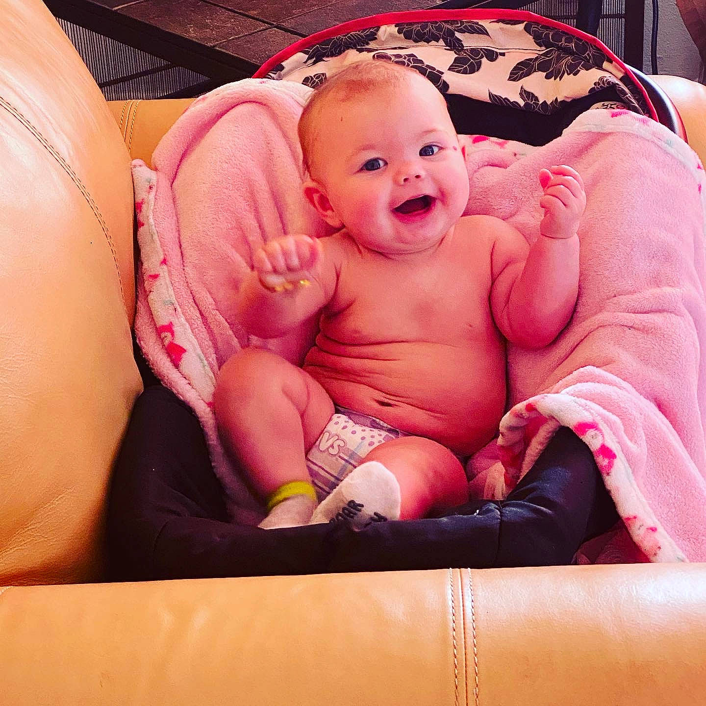 Kyleigh joined the competition — help win amazing prizes! baby, baby_sleeping, baby_toddler_clothing, cheek, chest, comfort, eye, finger, hand, happy, human_body, lap, leg, mouth, person, pink, skin, smile, stomach, thigh