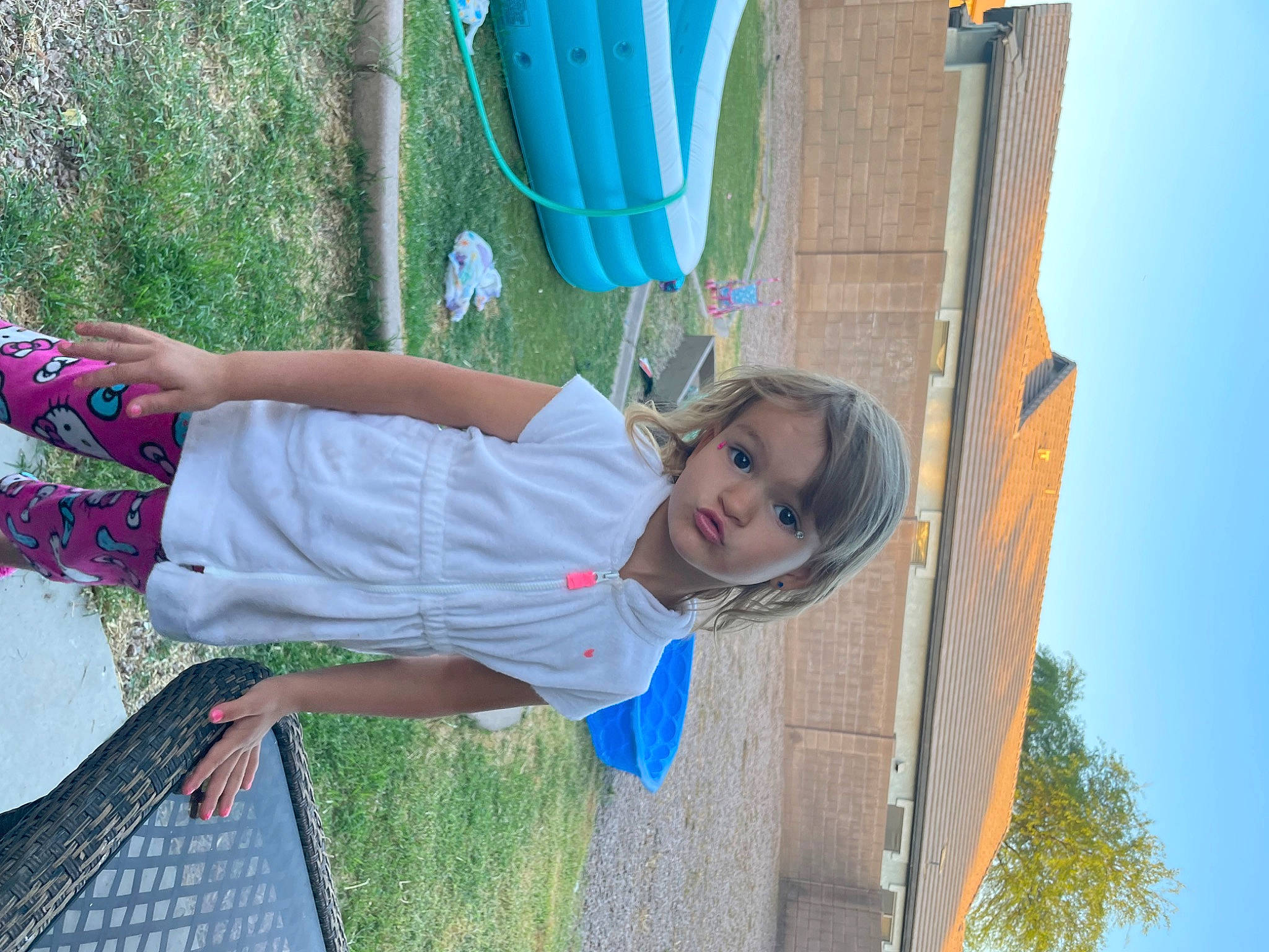 Piper joined the competition — help win amazing prizes! blue, child, electric_blue, fun, grass, green, happy, leisure, person, plant, public_space, recreation, sandal, sky, smile, summer, t_shirt, thigh, tree, vacation