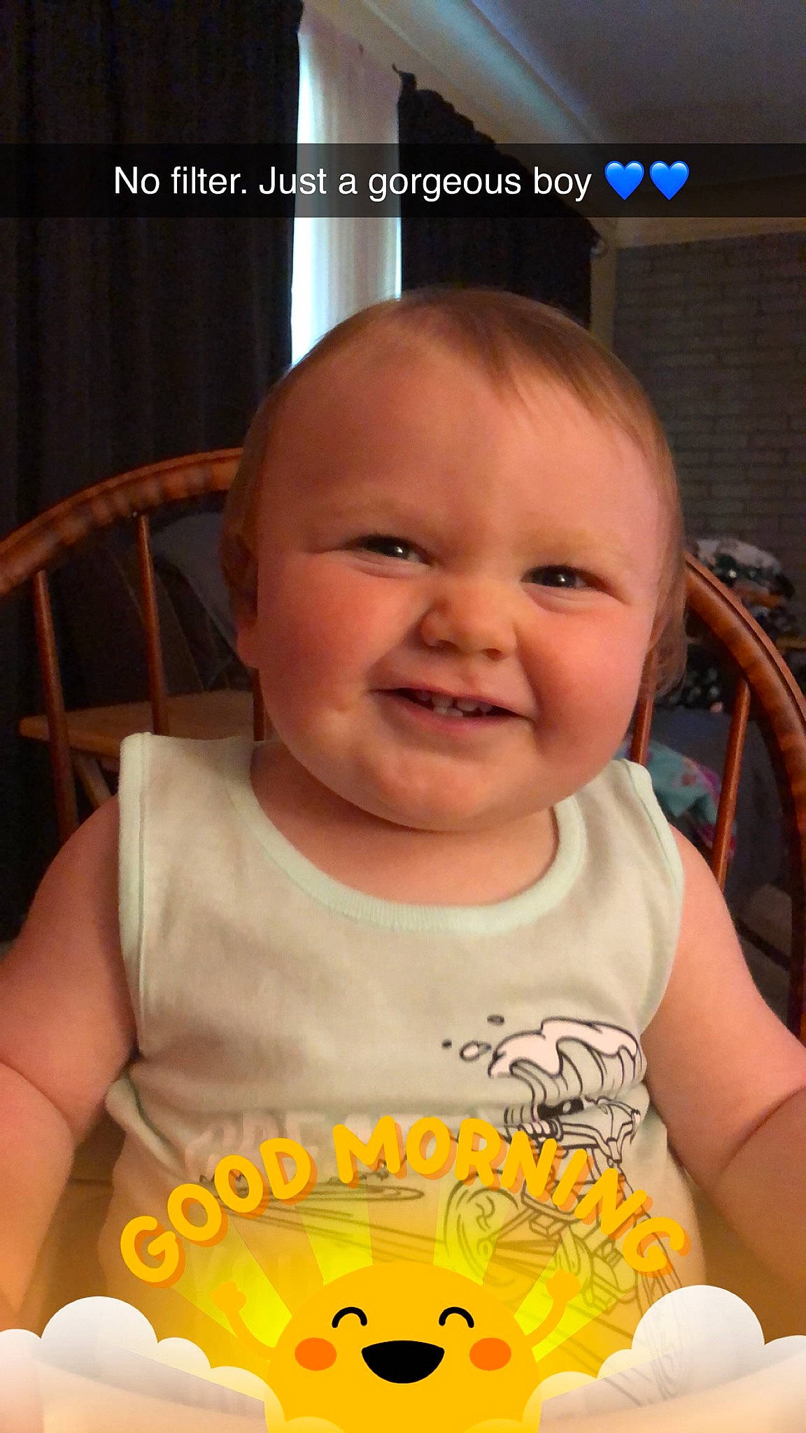 Kenny is registered to the contest to win money with this photo: baby, baby_laughing, baby_making_funny_faces, cheek, child, face, facial_expression, forehead, joy, mouth, person, photo_caption, skin, smile, toddler