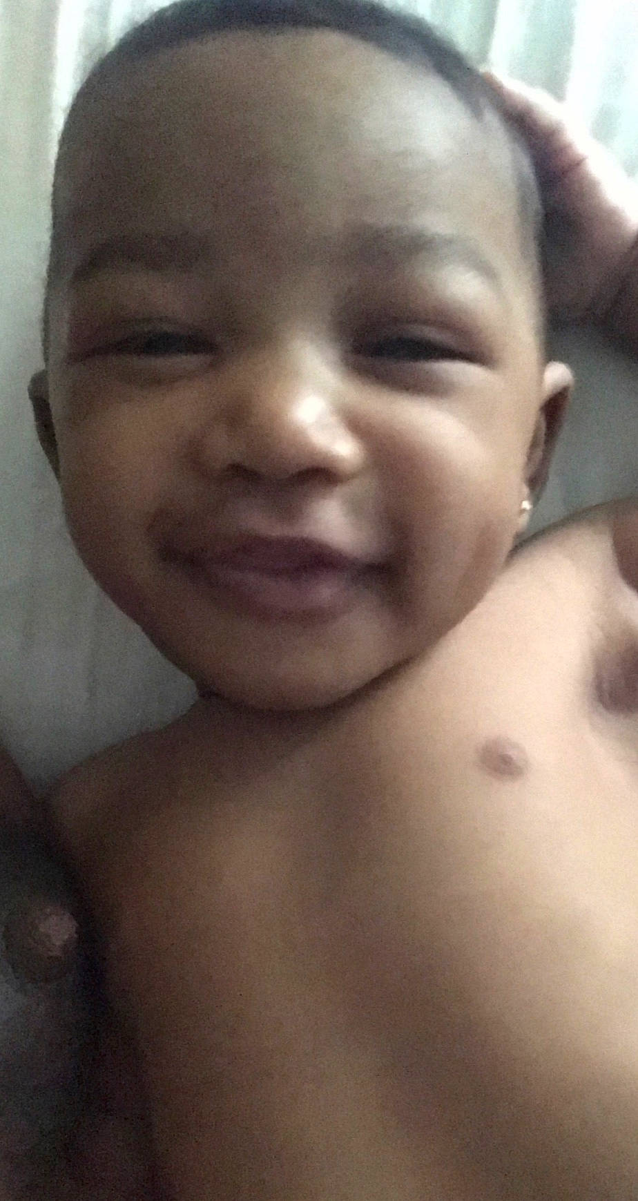 Charlee is registered to the contest to win money with this photo: baby, barechested, cheek, child, chin, close_up, eye, eyebrow, face, facial_expression, forehead, head, joy, lip, mouth, muscle, nose, person, selfie, skin