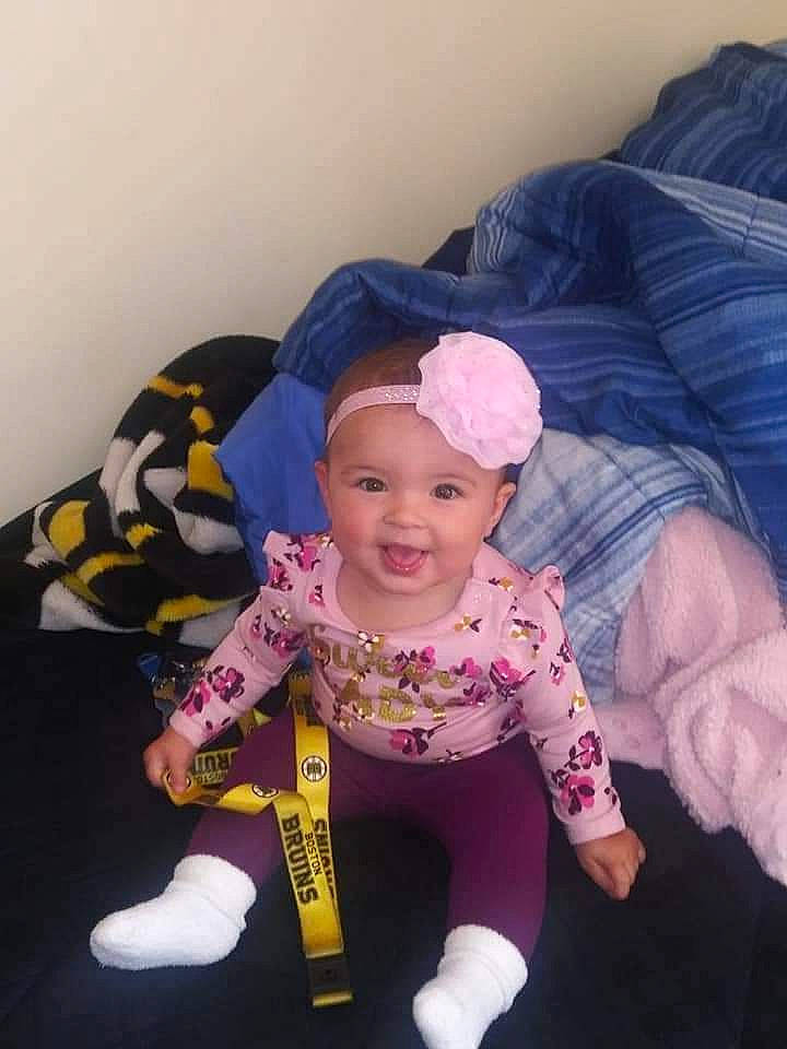 Kya joined the competition — help win amazing prizes! baby, baby_products, baby_toddler_clothing, cap, comfort, fashion_accessory, fun, happy, hat, headwear, human_body, joy, lap, leg, magenta, person, pink, purple, sleeve, smile