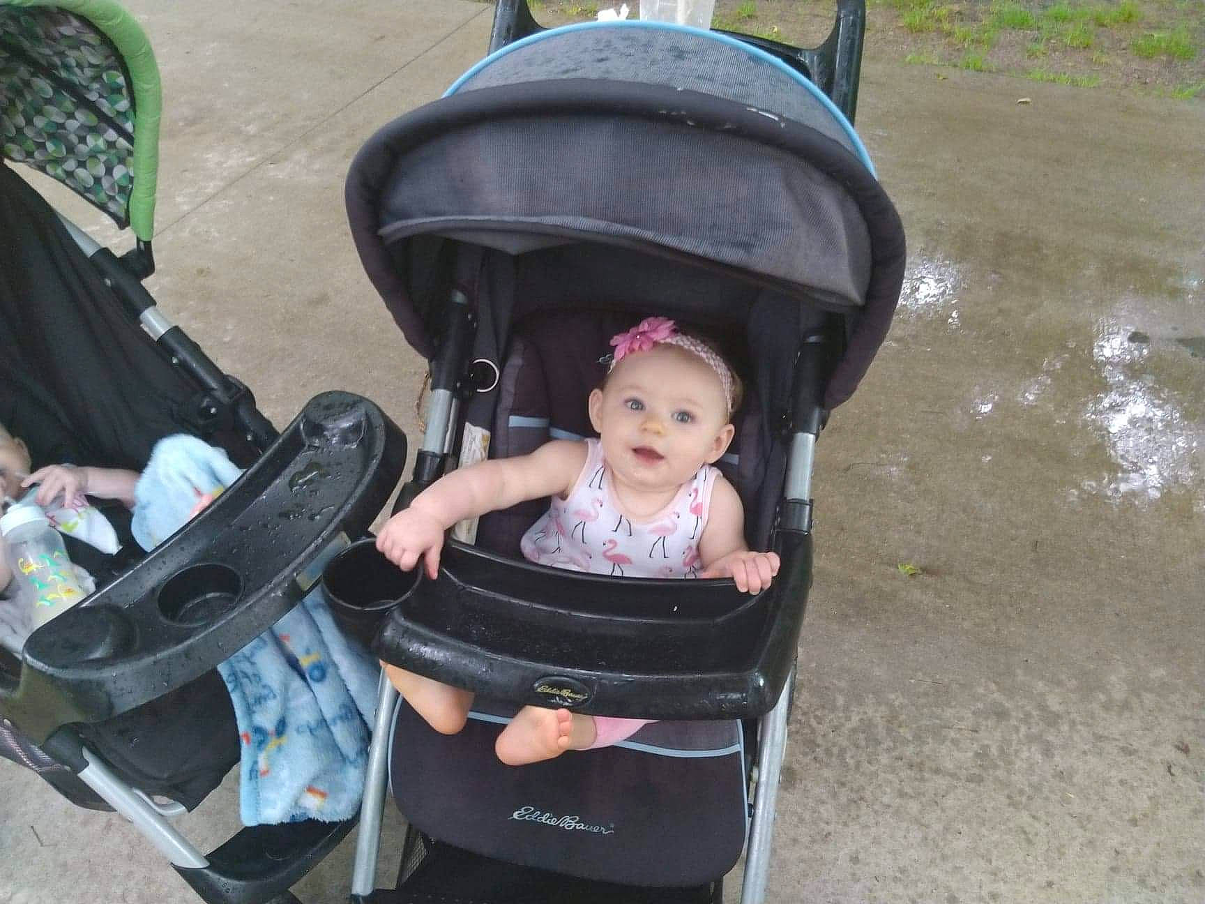 Addisyn joined the competition — help win amazing prizes! auto_part, automotive_exterior, automotive_tire, automotive_wheel_system, baby, baby_carriage, baby_products, bumper, chair, fashion_accessory, fun, hat, headwear, motor_vehicle, person, product, sitting, tire, toddler, travel