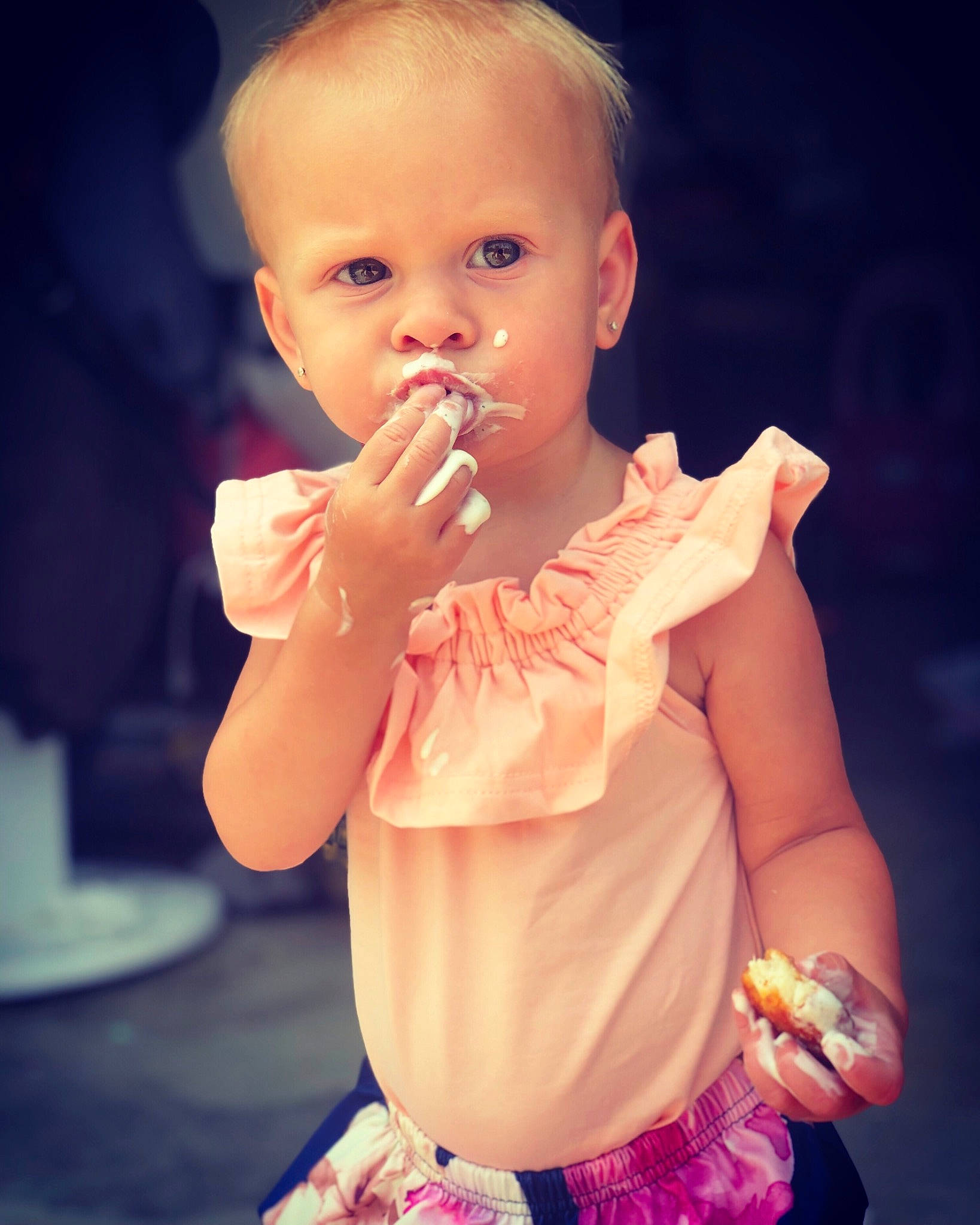 Kennadi joined the competition — help win amazing prizes! baby, beauty, cheek, child, dress, ear, eye, face, finger, food, hand, head, human, lip, mouth, nose, person, pink, skin, sky