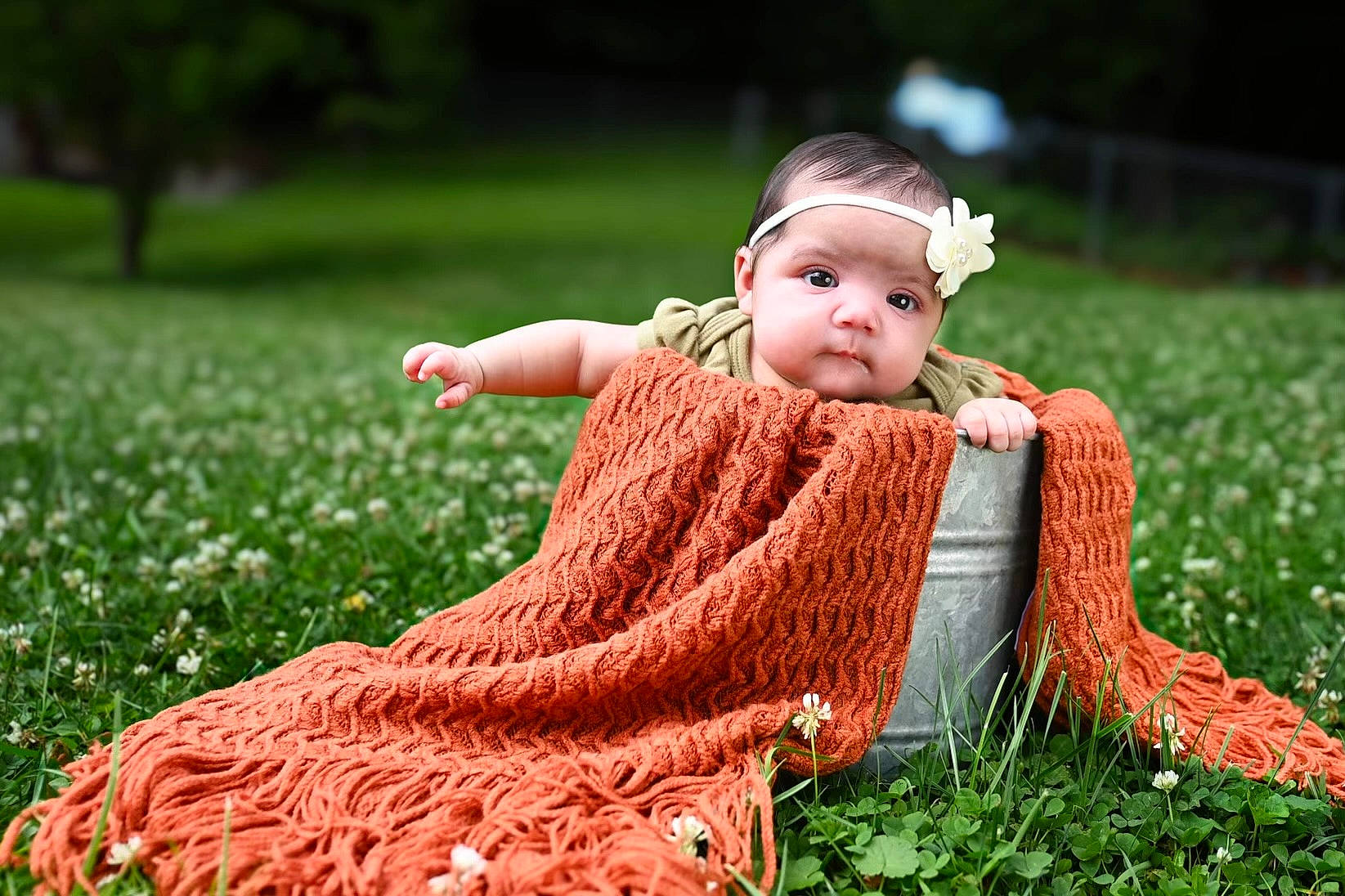 Maleah joined the competition — help win amazing prizes! baby, baby_toddler_clothing, child, dress, eye, flash_photography, flooring, grass, grass_family, green, happy, leisure, people_in_nature, person, plant, sitting, skin, toddler, wood, wool