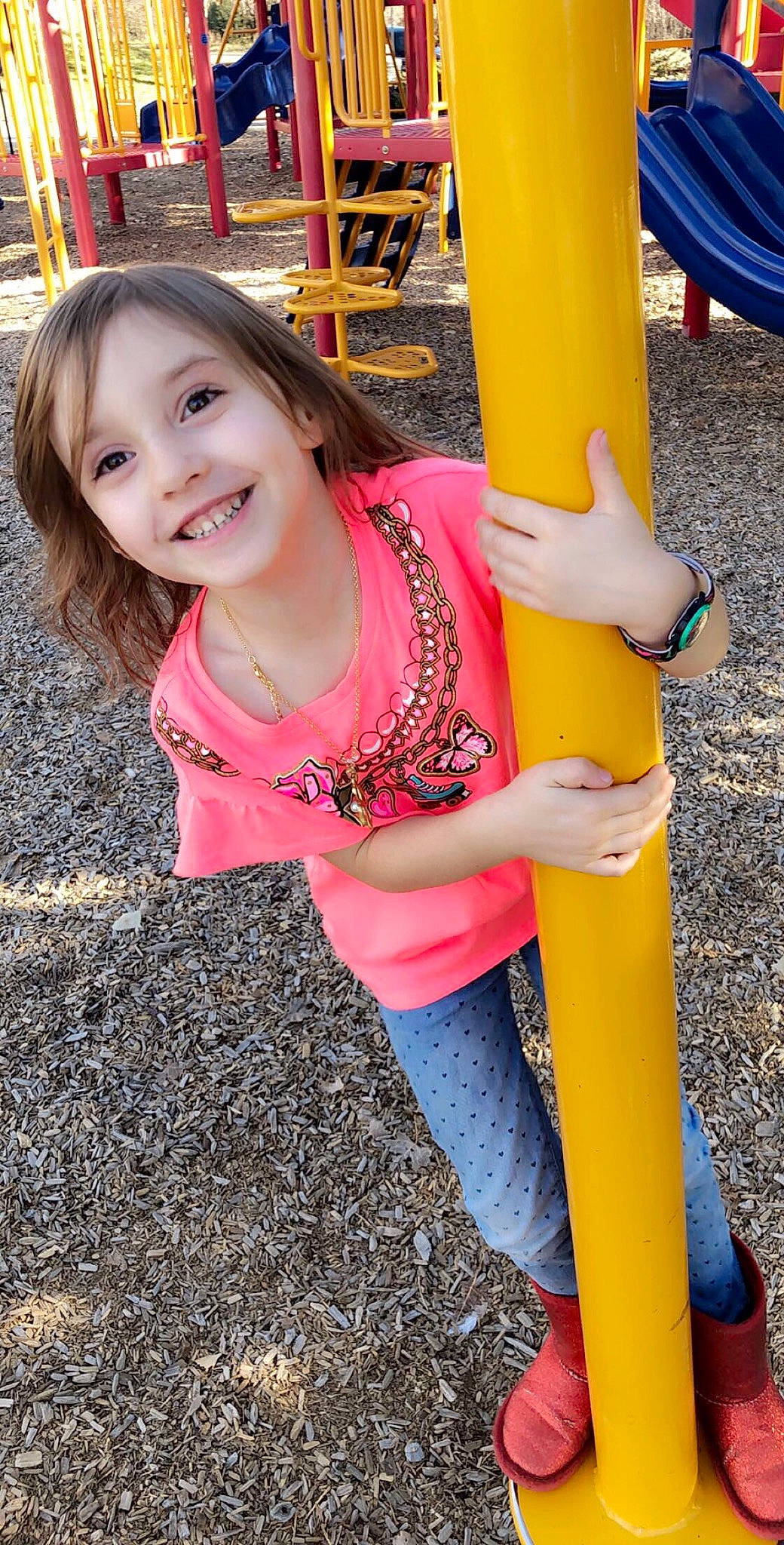 Jayden joined the competition — help win amazing prizes! beauty, child, child_model, city, fun, human_settlement, jeans, joy, lady, leg, leisure, long_hair, outdoor_play_equipment, person, pink, plant, play, playground, public_space, recreation