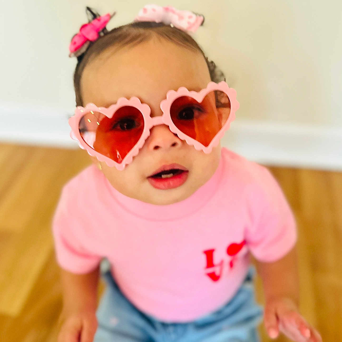 Nova joined the competition — help win amazing prizes! accessories, baby, bodypart, clothing, face, finger, glasses, goggles, hand, happy, hardwood, head, pants, person, photography, portrait, shorts, sunglasses, t_shirt, wood