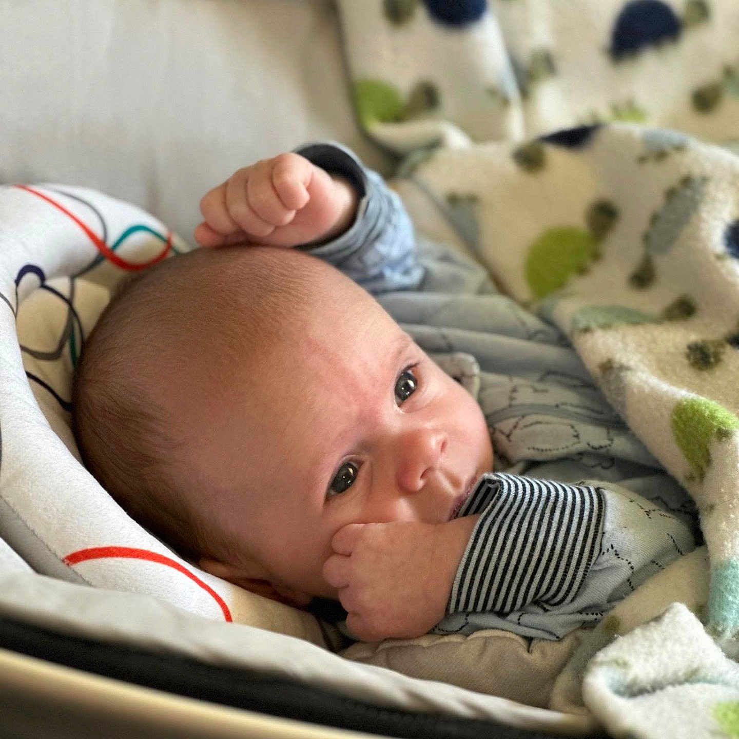 Oliver joined the competition — help win amazing prizes! baby, bed, blanket, bodypart, crib, cushion, face, finger, furniture, hand, head, homedecor, infantbed, newborn, person, photography, portrait, quilt, sleeping, yawning