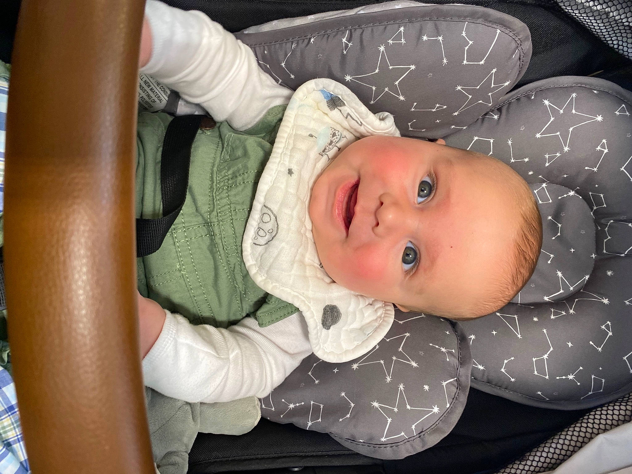 Beckham joined the competition — help win amazing prizes! arm, baby, baby_products, baby_safety, baby_toddler_clothing, cheek, child, comfort, eye, head, headgear, infant_bed, iris, joy, mouth, pattern, person, sitting, skin, sleeve