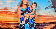 Savannah joined the competition — help win amazing prizes! beach, child, clouds, dress, family, floral_pattern, happy, nature, ocean, outdoor, palm_tree, sand, sky, smile, sunset, toddler, vacation, water, waves, woman