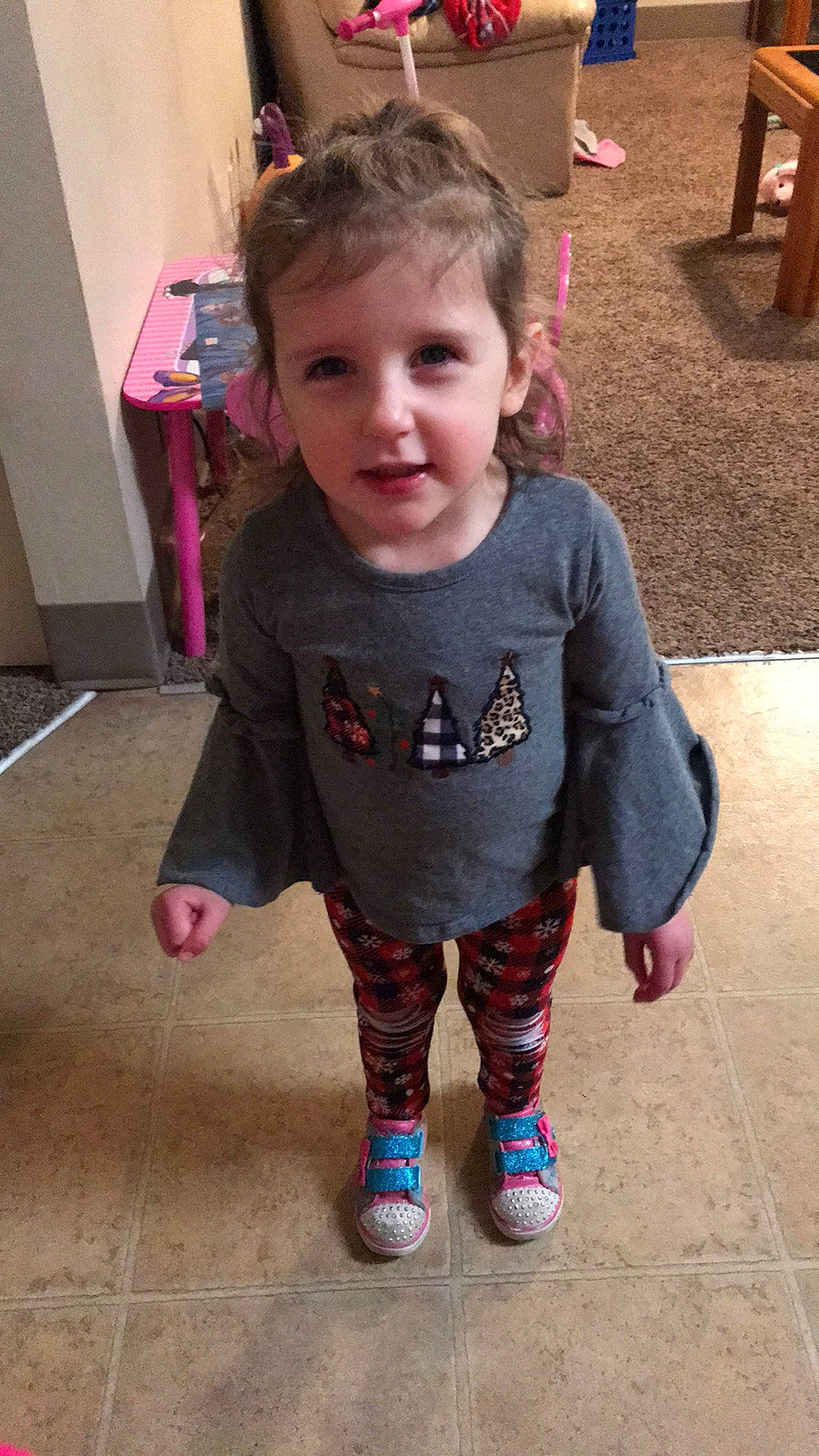 Nova-leigh is registered to the contest to win money with this photo: baby_toddler_clothing, cheek, child, event, eye, face, facial_expression, flooring, fun, hairstyle, head, joint, leg, magenta, person, pink, skin, sleeve, t_shirt, toddler