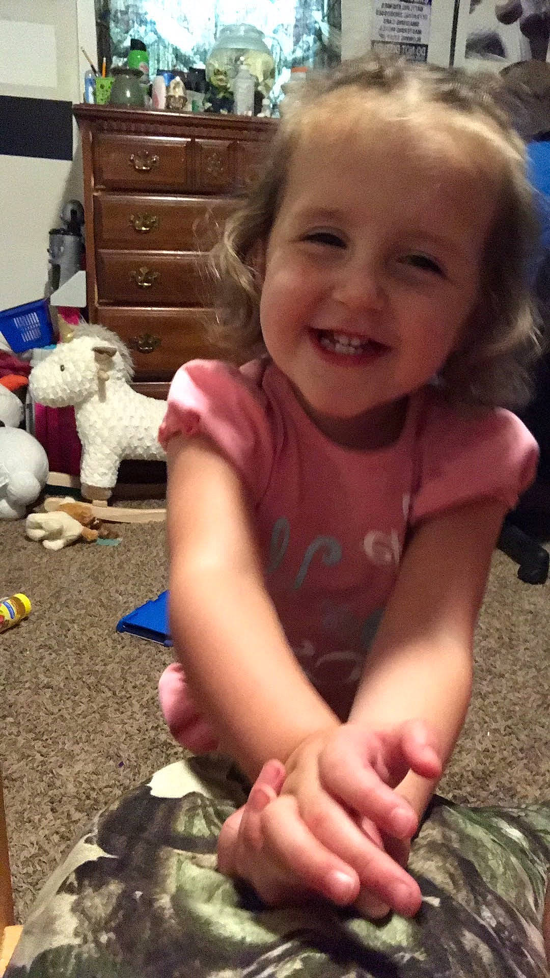 Nova-leigh is registered to the contest to win money with this photo: baby_toddler_clothing, cabinetry, eye, facial_expression, finger, fun, hair, happy, head, human_body, iris, joy, mammal, organ, person, photograph, skin, smile, standing, toddler