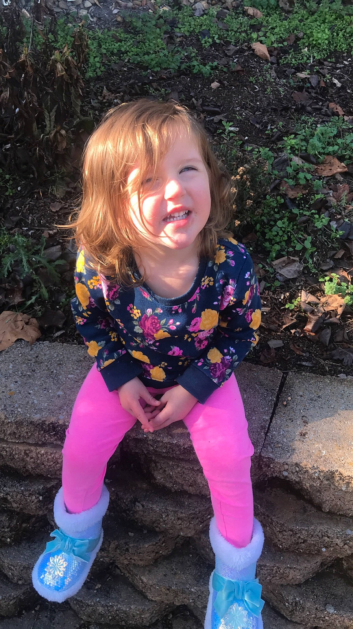 Nova-leigh joined the competition — help win amazing prizes! electric_blue, eye, fun, grass, hair, hairstyle, happy, head, human_body, people_in_nature, person, pink, plant, purple, shoe, sleeve, smile, sneakers, t_shirt, thigh