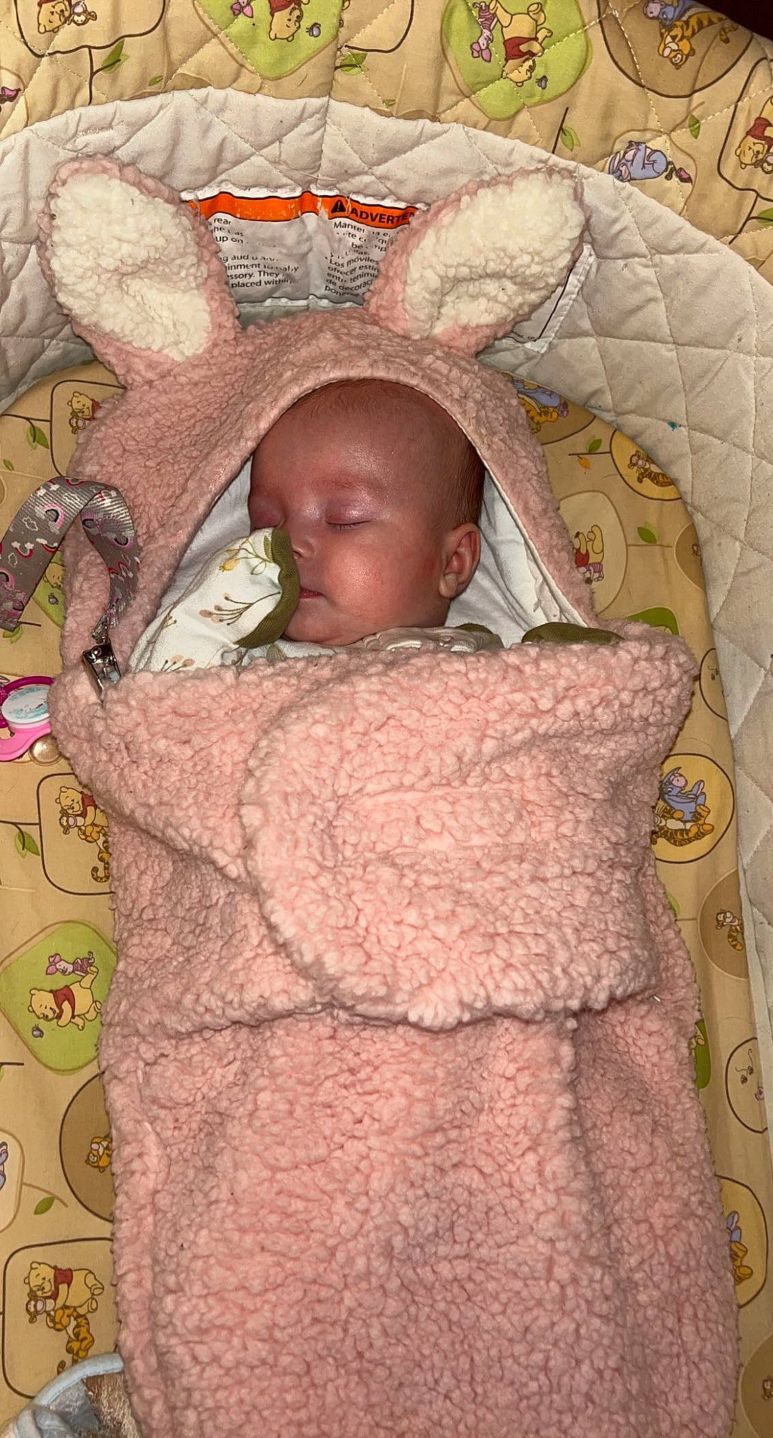 Alora is registered to the contest to win money with this photo: baby, baby_products, baby_safety, baby_sleeping, baby_toddler_clothing, bedding, cheek, child, comfort, cradle, infant_bed, linens, pattern, peach, person, pink, product, room, skin, toddler