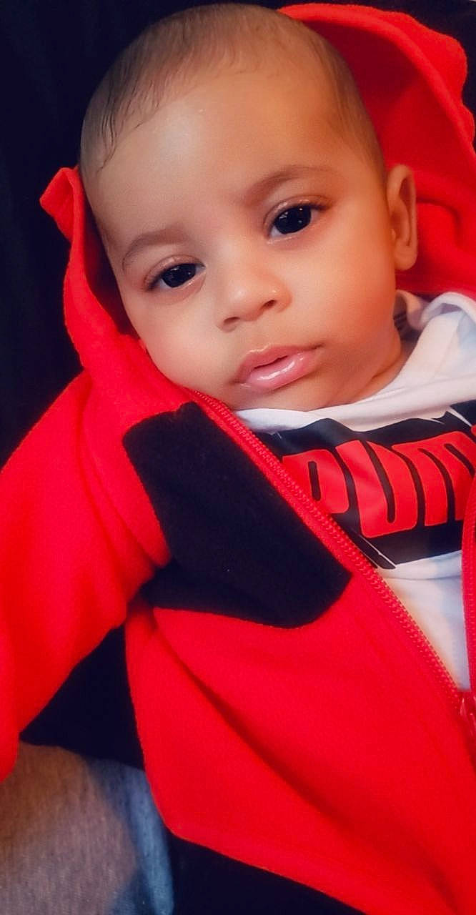 Cashton joined the competition — help win amazing prizes! baby, beauty, cheek, child, child_model, eye, face, head, lip, mouth, nose, outerwear, person, product, red, skin, smile, toddler