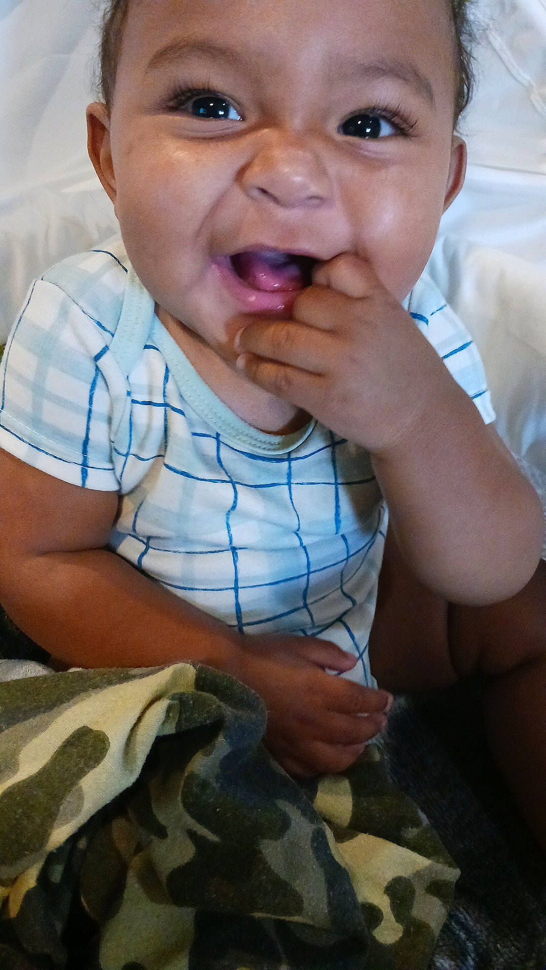 Amari joined the competition — help win amazing prizes! baby, baby_toddler_clothing, cheek, child, chin, eye, face, finger, gesture, hand, happy, head, iris, lip, mouth, nose, person, skin, sleeve, smile