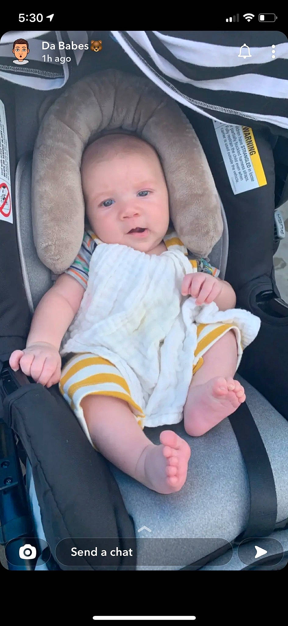Kieran joined the competition — help win amazing prizes! auto_part, baby, baby_carriage, baby_products, baby_toddler_clothing, car_seat, chair, cheek, child, comfort, finger, hand, lap, person, seat_belt, sitting, skin, thigh, thumb, toddler