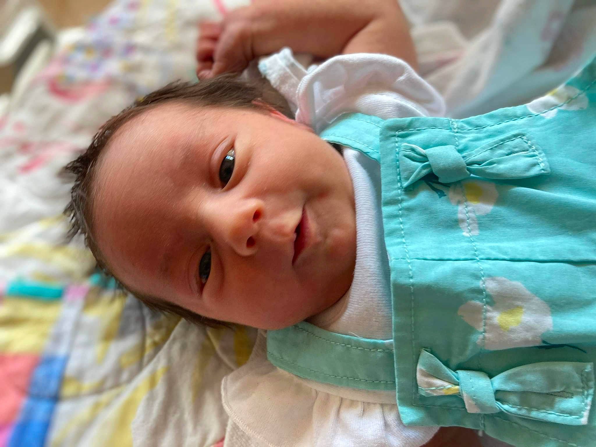 Olivia joined the competition — help win amazing prizes! baby, baby_products, baby_toddler_clothing, cheek, child, comfort, eyebrow, eyelash, face, grass, happy, iris, linens, lip, nose, pattern, person, room, skin, smile