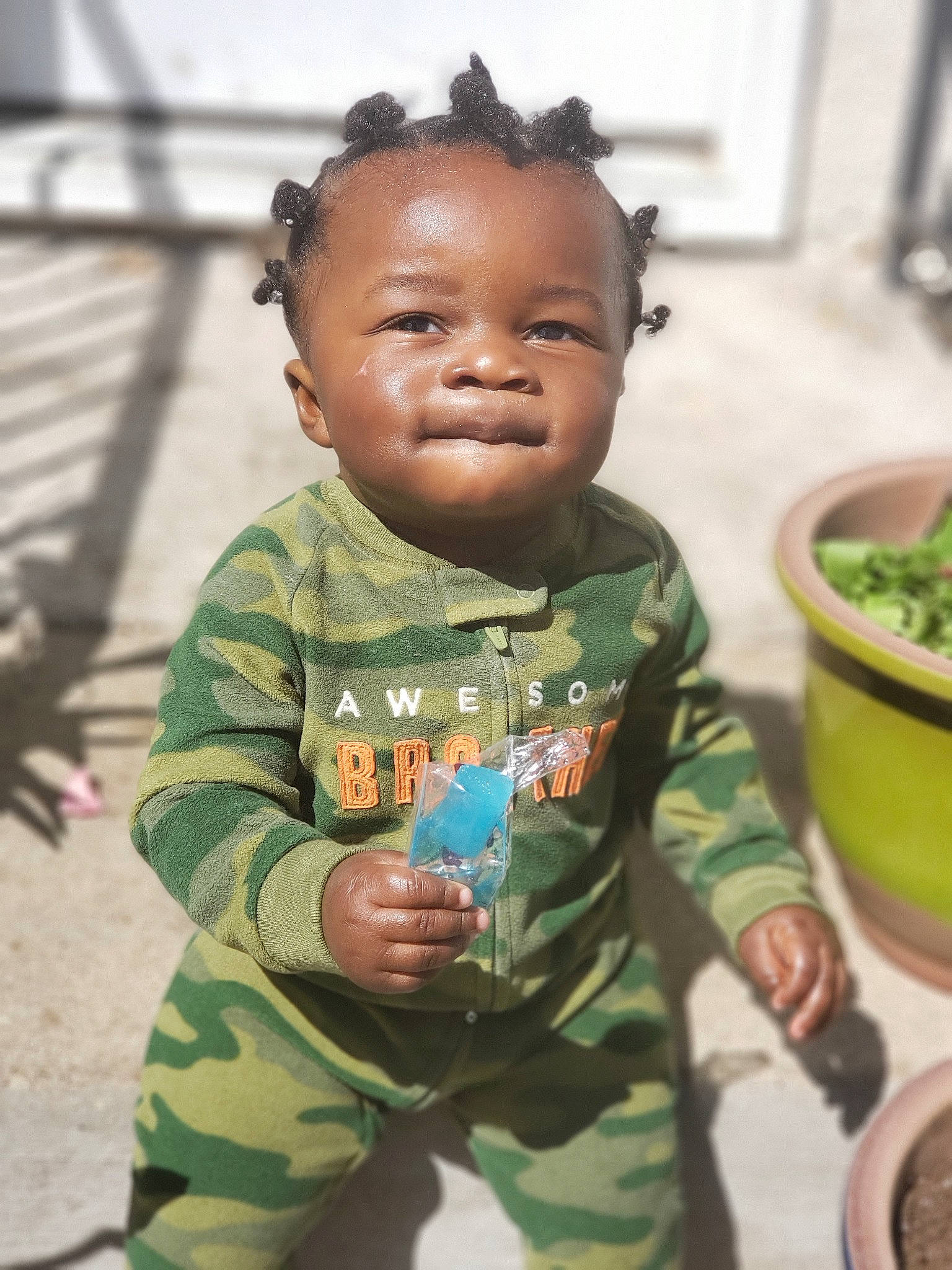 Jaylyn joined the competition — help win amazing prizes! adaptation, baby, camouflage, child, face, head, military, military_camouflage, military_uniform, person, play, smile, soldier, toddler