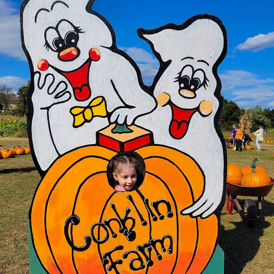 Jaycee is registered to the contest to win money with this photo: art, calabaza, cloud, cucurbita, facial_expression, fun, gourd, grass, happy, joy, mammal, natural_foods, organ, people, person, plant, pumpkin, sky, smile, tree