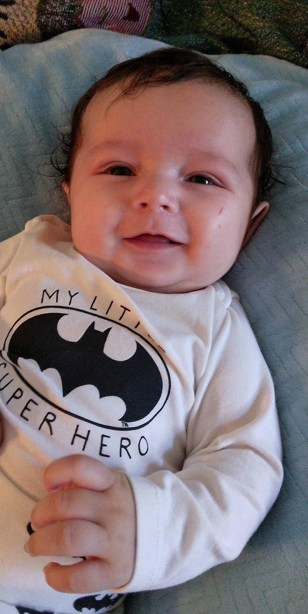 Jackson joined the competition — help win amazing prizes! baby, baby_products, baby_toddler_clothing, ball, cheek, child, comfort, finger, football, happy, mammal, mouth, neck, nose, pattern, person, sleeve, smile, soccer_ball, t_shirt