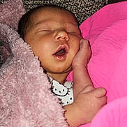 Kairi joined the competition — help win amazing prizes! baby, newborn, sleeping, blanket, pink, cozy, face, hand, cute, infant, soft, rest, toddler, child, portrait, peaceful, indoors, comfort, cushion, relax