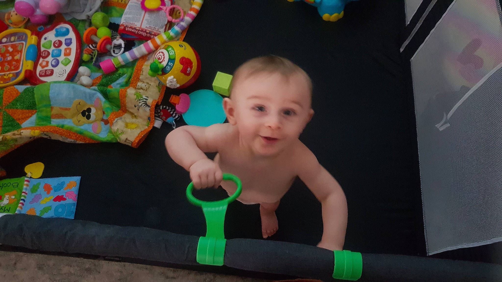 Ayden is registered to the contest to win money with this photo: baby, baby_playing_with_toys, baby_products, baby_toys, child, event, flooring, fun, games, grass, happy, human_body, leisure, person, plastic, play, product, room, toddler, toy