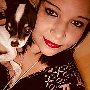 Cease is registered to the contest to win money with this photo: black, black_hair, carnivore, dog, ear, eyebrow, eyelash, facial_expression, flash_photography, hair, hairstyle, iris, lip, lipstick, makeover, neck, organ, shoulder, skin, smile