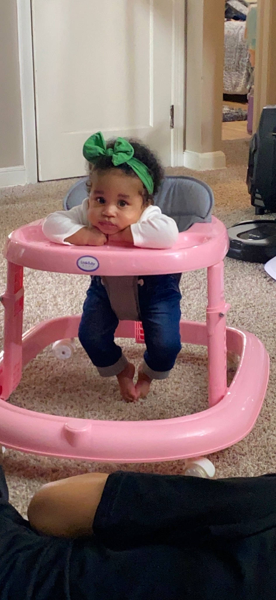 Dakota joined the competition — help win amazing prizes! baby, baby_products, baby_toddler_clothing, child, comfort, face, facial_expression, fun, green, head, leg, leisure, magenta, person, pink, play, public_space, recreation, sitting, skin